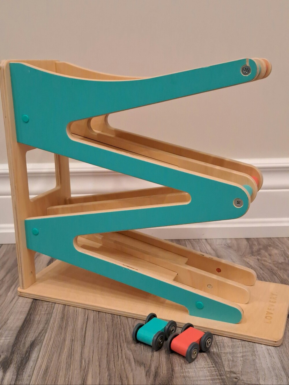Lovevery Car Ramp With Two Cars - Wooden Toy